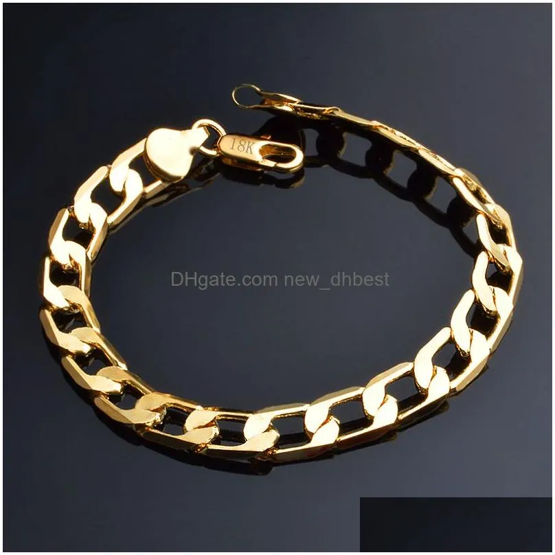 men 18k gold plated bracelets 6mm 8mm 10mm 12mm cuban link chains bangle for women rapper hip hop jewelry gift