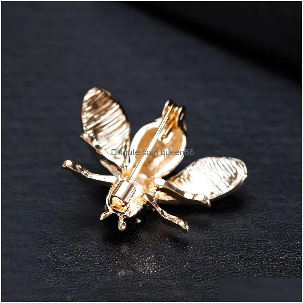 trendy small bee brooches for women elegant crystal colorful animal brooch pins lady fashion party jewelry accessories