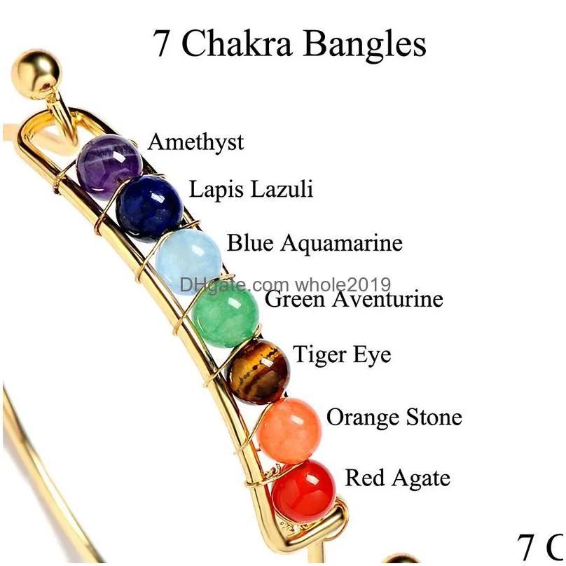 fashion 7 chakra wire bangle for women yoga natural stone beads charm bracelets reiki spiritual buddha 2019 personalized jewelry in