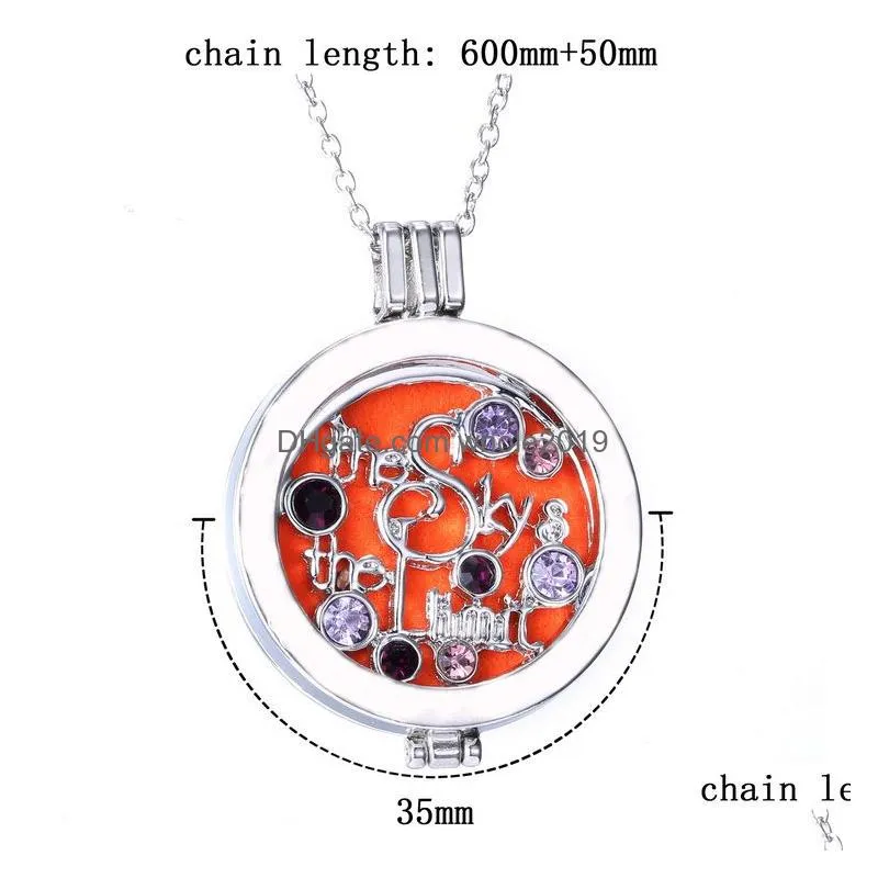 high quality aromatherapy opening floating lockets pendant necklace diamond-encrusted essential oil diffuser necklace for women