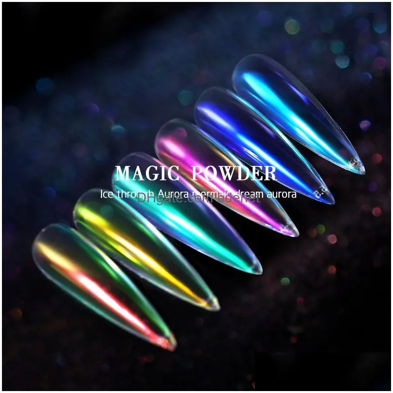 semi transparent aurora mermaid nail powders nude chameleon nails art pigments neon glitters manicure decorations