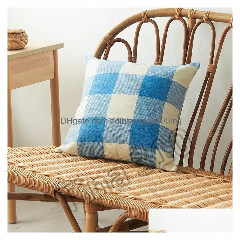 plaid pillow case linen plain striped pillow cover check pattern pillows covers xmas square tartan car pillowcases cushion cover