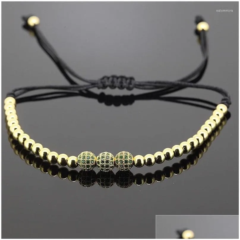 charm bracelets 1pc men anil arjandas jewelry 6mm pave setting cz bead 24k 4mm brass beads braiding macrame bracelet