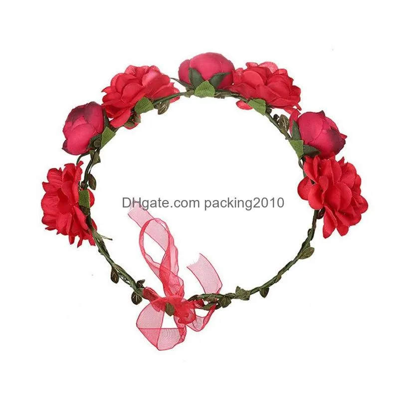  imitation rose brides flower crown childrens head ornaments wreaths handwork artificial flowers garland t3i0319