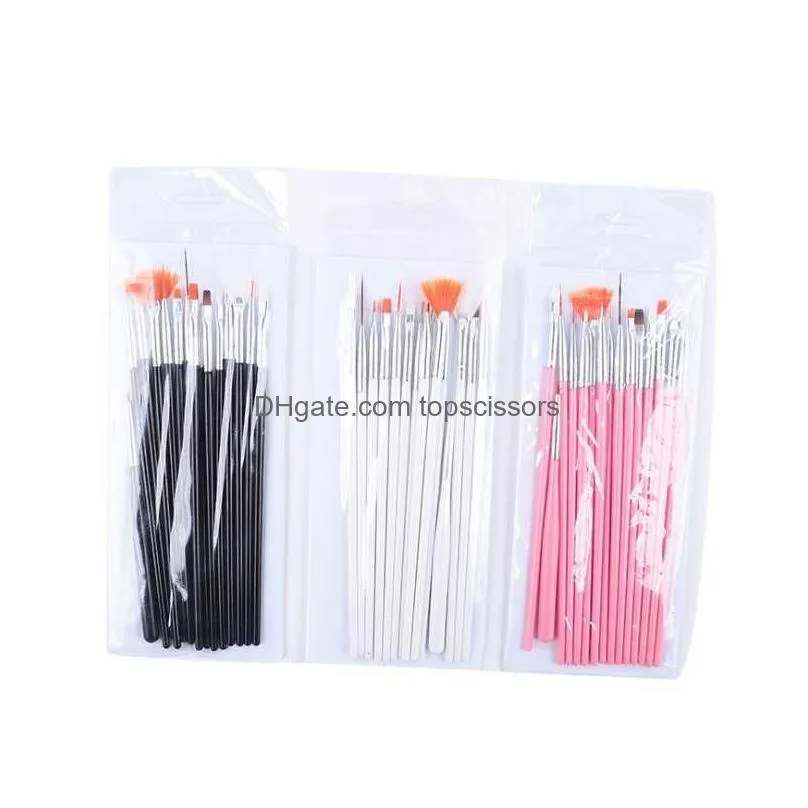 15 pcs professional gel nail brushes 15 sizes nail art acrylic brush pens wooden handle dotting drawing paint brush set