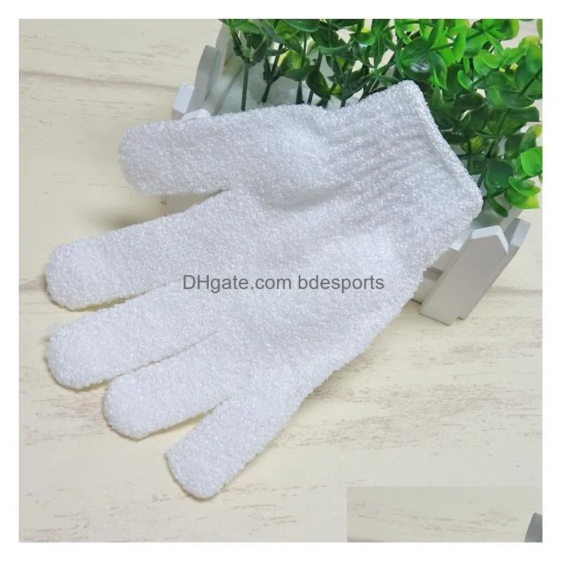 bath brushes white nylon body cleaning shower gloves exfoliating bath glove five fingers bath bathroom gloves home supplies lt224