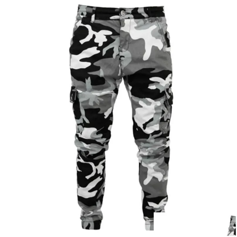 mens jeans camouflage cargo pants men multi pocket cotton military camo denim army track trousers streetwear pencil-jeans malemens