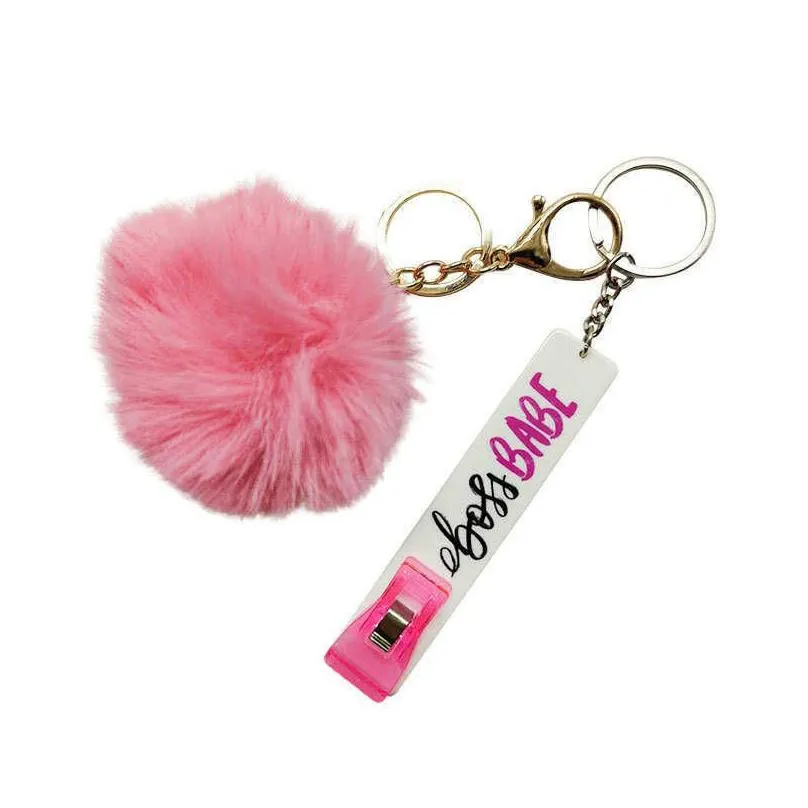 cute credit card puller pompom key rings acrylic debit bank card grabber for long nail atm keychain cards clip nails tools