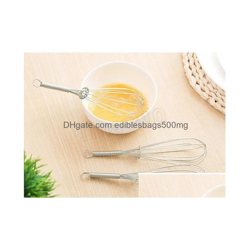 stainless steel handle egg beater drink whisk mixer foamer kitchen egg tools mini handle mixer stirrer tools agitator t2i5649-1