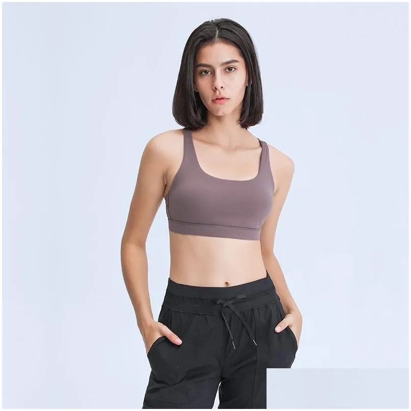 naked feel workout gym sport bras top l141 women mid support shockproof push up yoga athletic fitness bra crop top