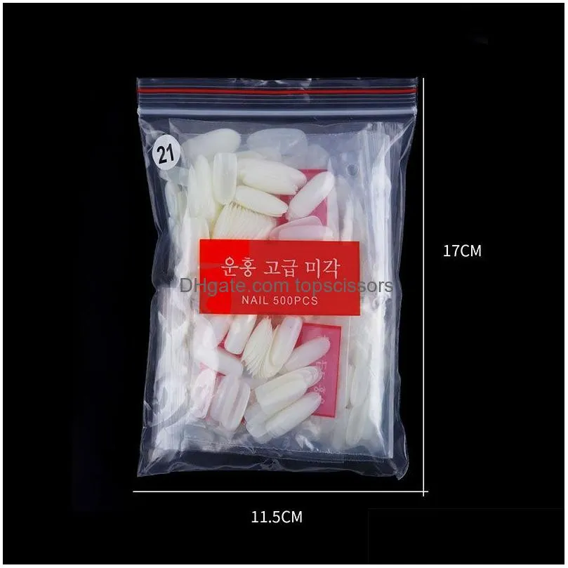 500pcs/bag natural clear false acrylic nail tips full/half cover french sharp coffin ballerina fake nails uv gel manicure tools hp500