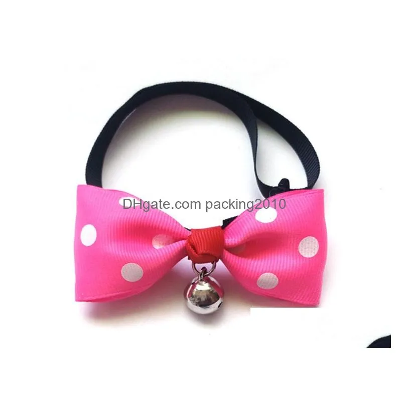 new 100pcs/loot cute lovely pet dog bowknot tie bow necktie collar has the bell pet clothing dog cat puppy ic758