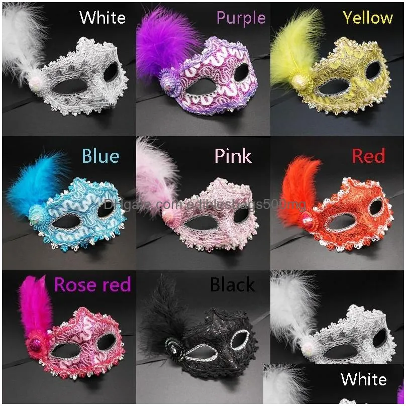 colorful halloween feather eye masks women girls princess sexy masquerade mask dance birthday party carnival props t9i001408