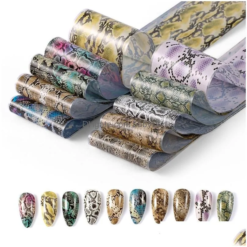 10 rolls snake printed decorations for nails various flowers pattern transfer laser nail foil sticker slider nail decals manicure