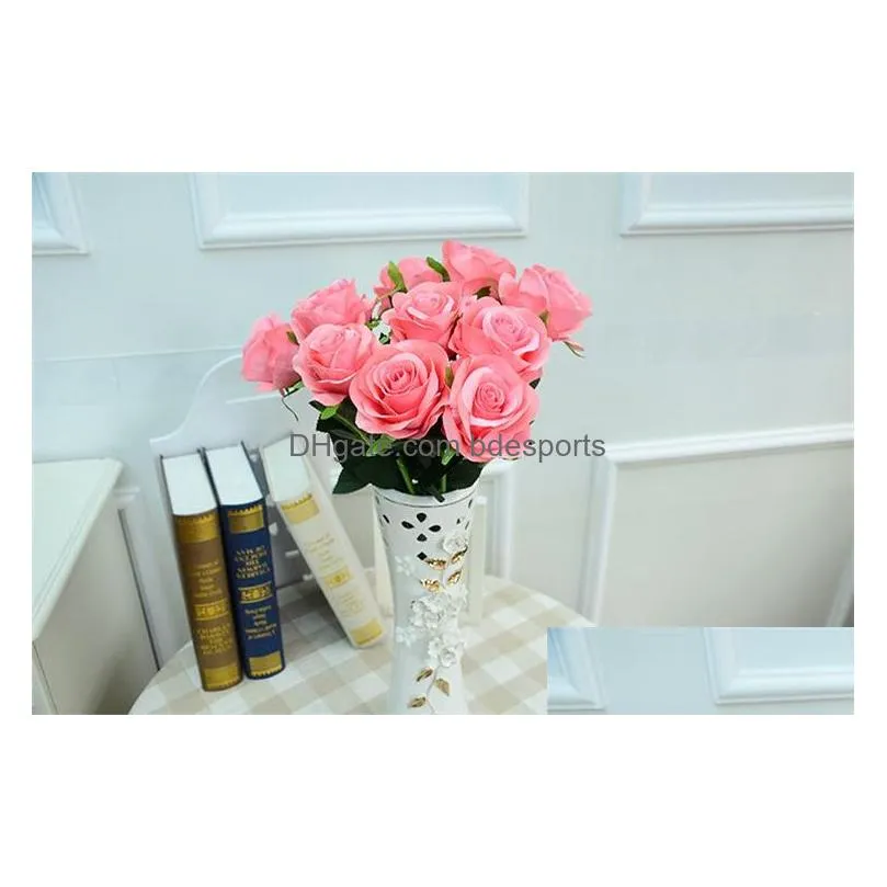 wholesale-artificial roses flower fake silk single roses multi colors for wedding centerpieces home party decorative flowers a0744