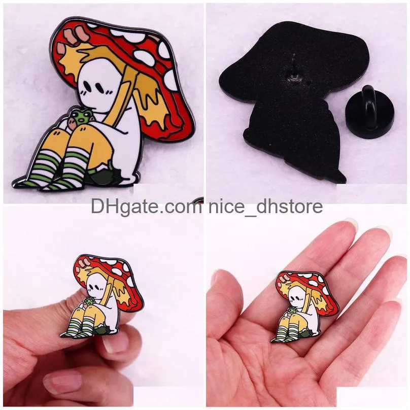 mushroom ghost brooch cute anime movies games hard enamel pins collect cartoon brooch backpack hat bag collar lapel badges