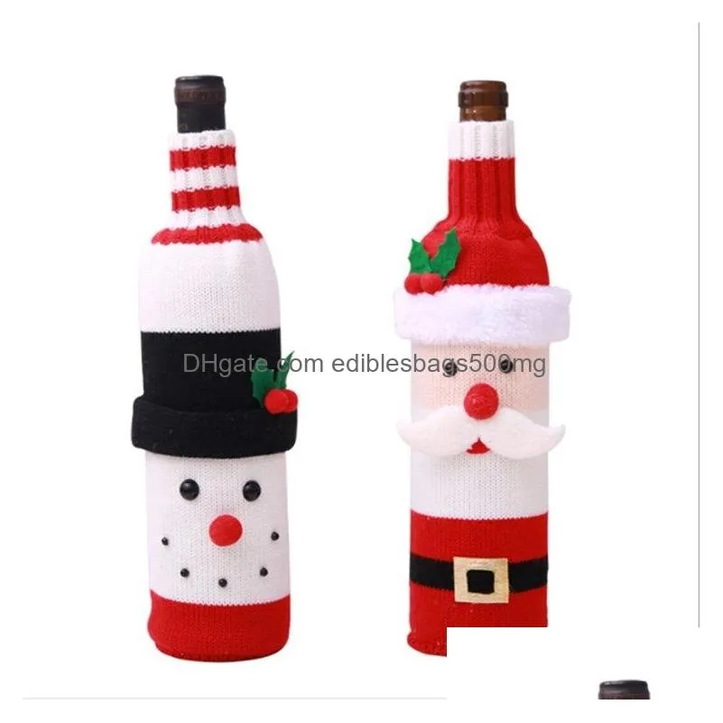 christmas red wine bottle cover santa claus wine bottle bag cover bag party home table decor christmas decorationt2i5584