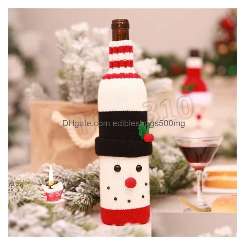 christmas red wine bottle cover santa claus wine bottle bag cover bag party home table decor christmas decorationt2i5584