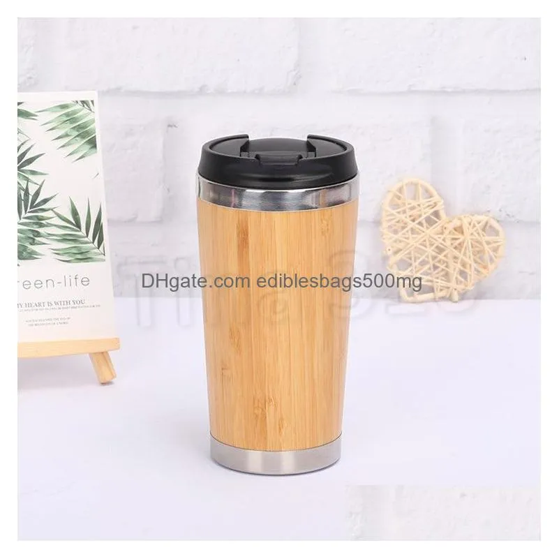  bamboo vacuum cup tumblers 304 stainless steel inner water bottle car travel mugs cups reuseable for coffee cup kitchenwaret2i5564