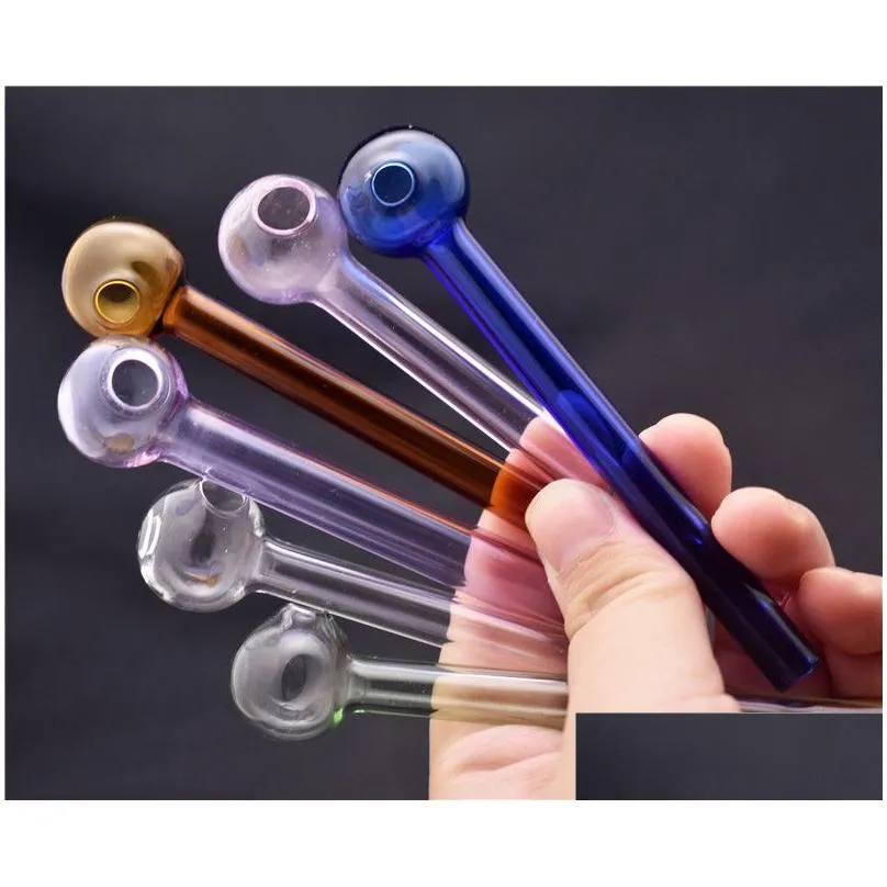 in stock pyrex glass oil burner pipe mini spoon hand pipes colorful small pyrex oil burner glass straight tube colored smoking pipes