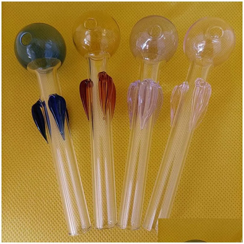 5 types glass oil burner pipe thick pyrex heat resistant dry herb tobacco burning tube smoking handcraft handle nails bong