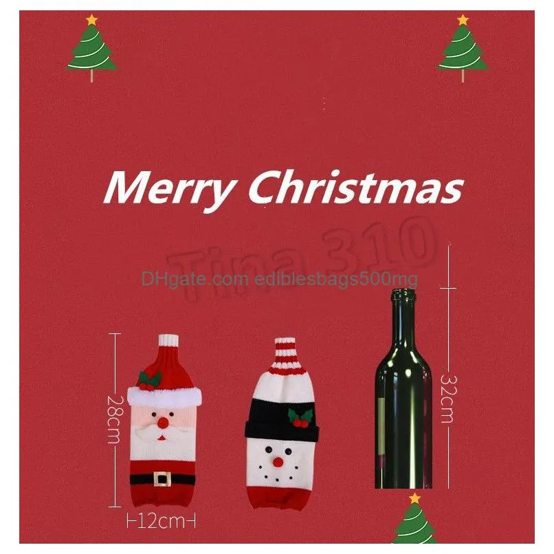 christmas red wine bottle cover santa claus wine bottle bag cover bag party home table decor christmas decorationt2i5584