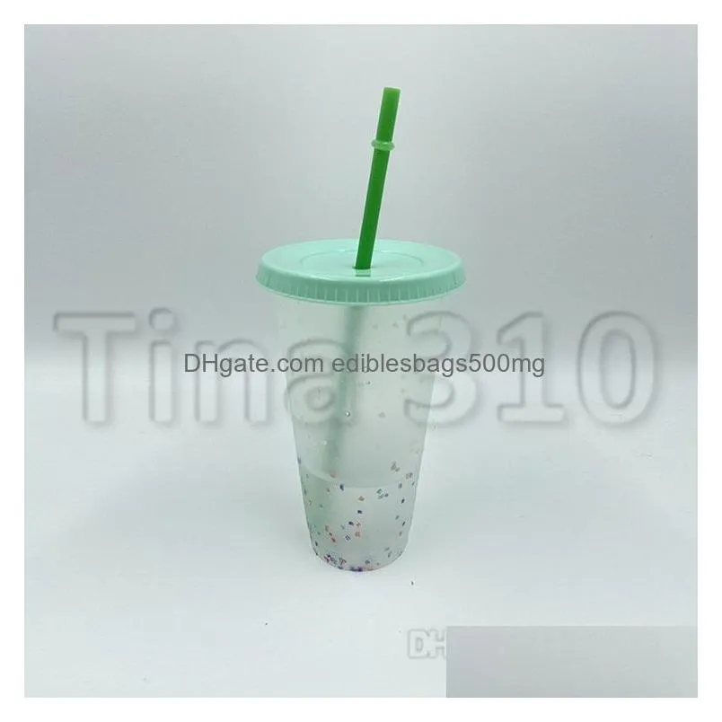 24oz color changing cup magic plastic drinking tumblers with lid and straw reusable cold cup summer beer mugs t500346