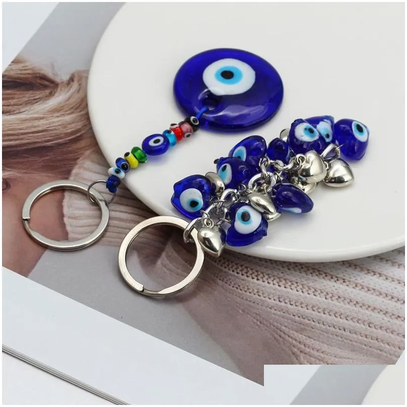 turkish blue evil eye key ring charms pendants crafting glass keychain with keyring hanging ornament jewelry accessories amulet for good
