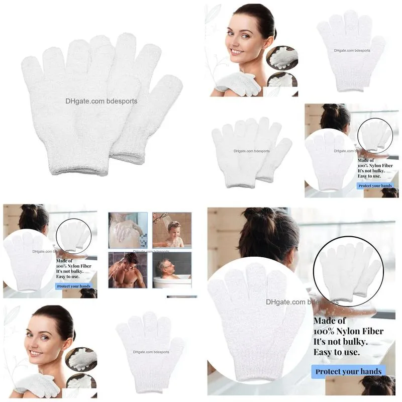 bath brushes white nylon body cleaning shower gloves exfoliating bath glove five fingers bath bathroom gloves bath brushes lt224