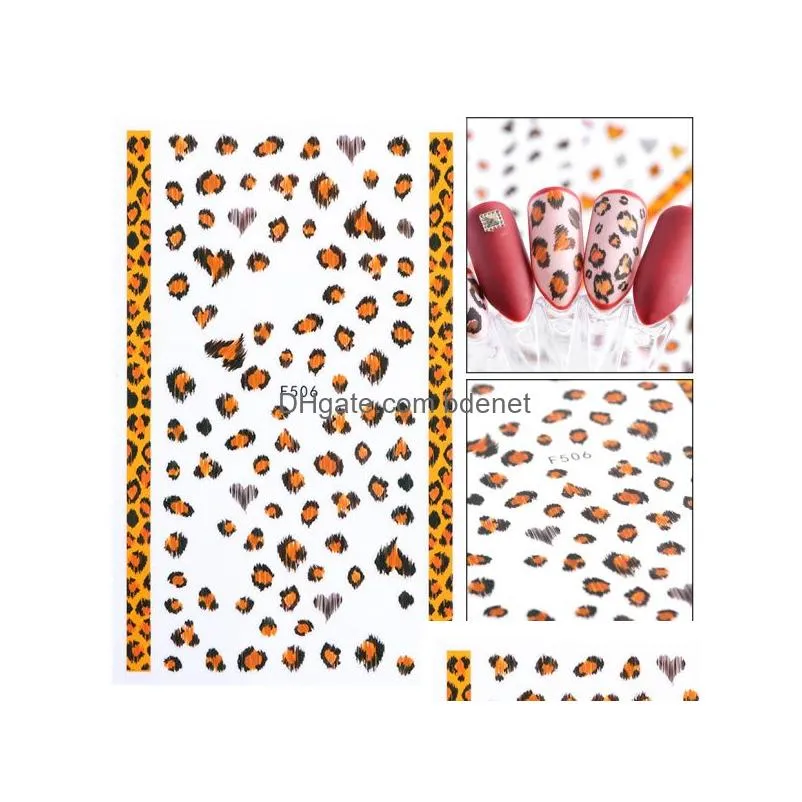 1pcs 3d snake skin nail sticker decals y leopard wild animals nails art decor cool decorations sliders diy manicure