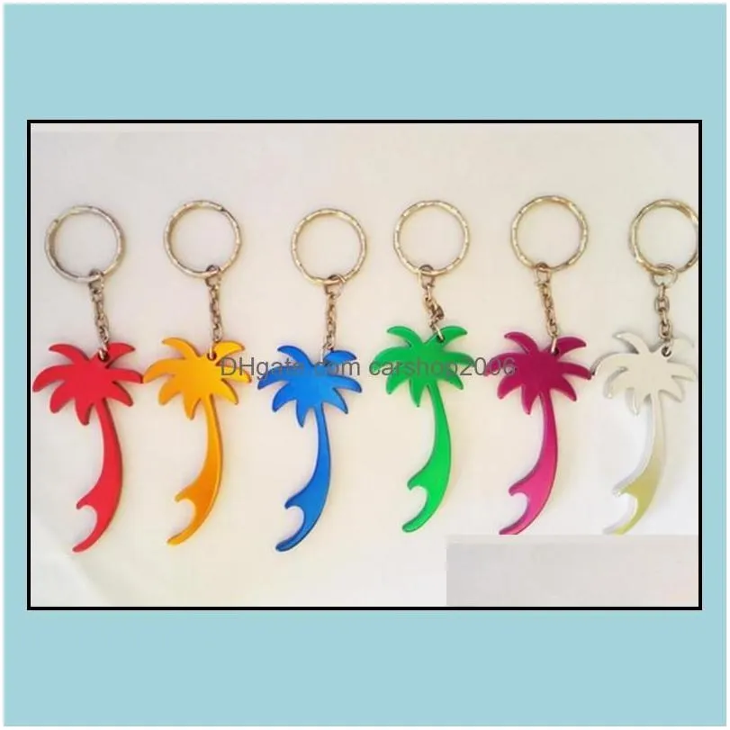openers mti color palm tree shape keychains beer soda can bottle opener key ring household kitchen tool sn2282 drop delivery 2021 hom