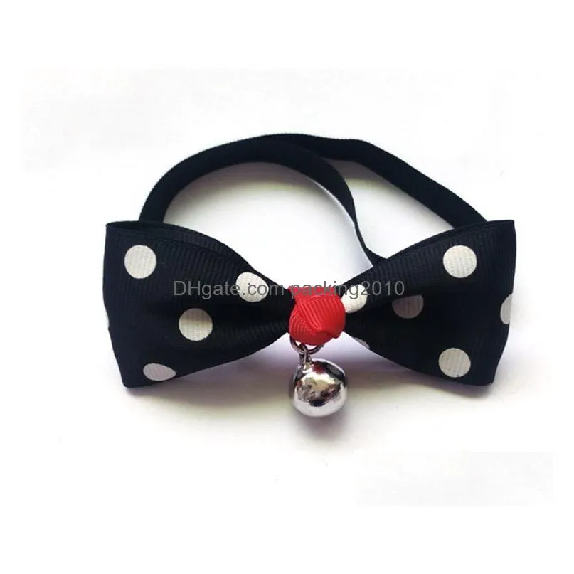 new 100pcs/loot cute lovely pet dog bowknot tie bow necktie collar has the bell pet clothing dog cat puppy ic758