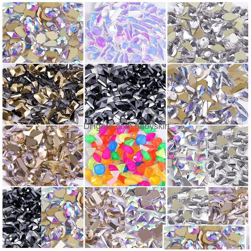 crystal glass nail rhinestones gems mixed shape diy jewelry nails art decoration