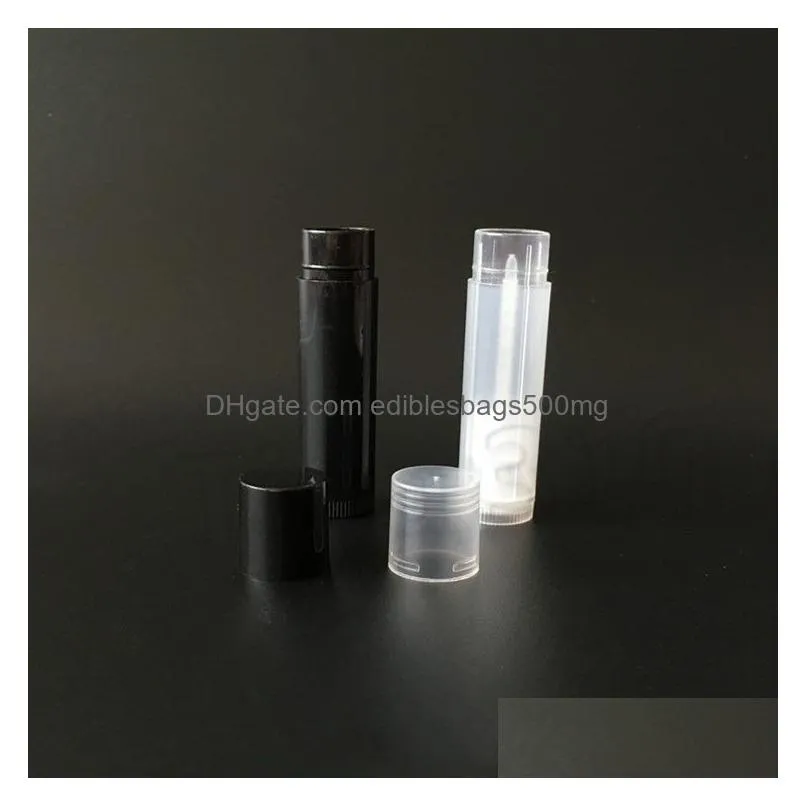 3color 5ml cosmetic empty chapstick lip gloss lipstick balm tube and caps container black white transparent color t2f5012