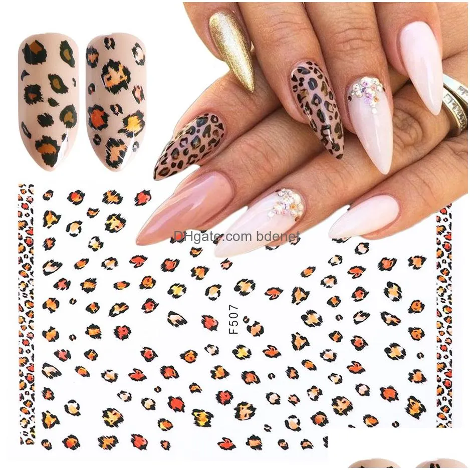 1pcs 3d snake skin nail sticker decals y leopard wild animals nails art decor cool decorations sliders diy manicure