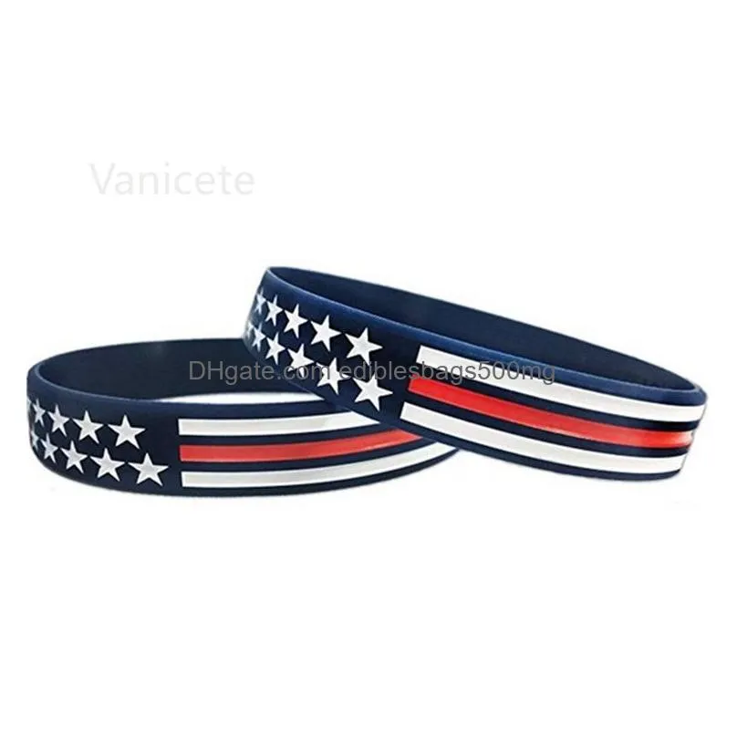 12 styles 500pc/lot thin blue line american flag bracelets silicone wristband soft and flexible for normal day party gifts a576