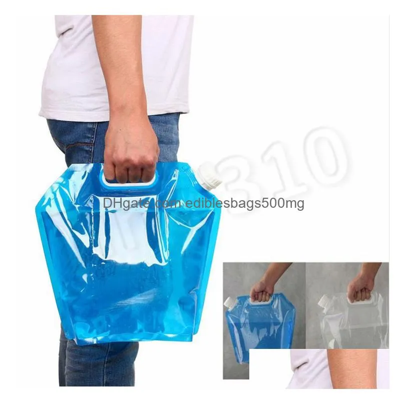  5l outdoor folding water bags collapsible drinking water bag car water carrier container for outdoor camping hiking picnic 100pcs