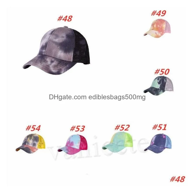 criss cross ponytail hats woman embroidered washed mesh baseball caps 54 styles sunflower leopard messy bun tie-dye trucker hat sea 
