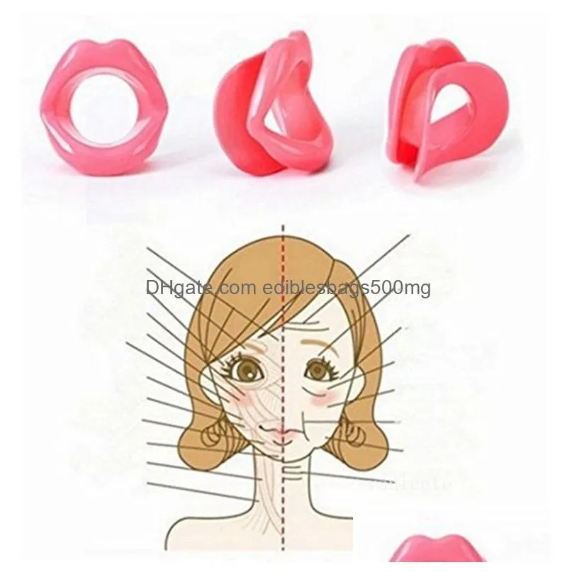 party favor 3 colors silicone rubber face slimmer exerciser lip trainer oral mouth muscle tightener anti aging wrinkle massager care