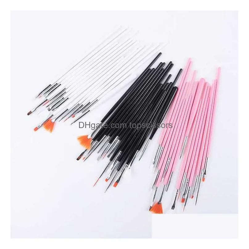 15 pcs professional gel nail brushes 15 sizes nail art acrylic brush pens wooden handle dotting drawing paint brush set