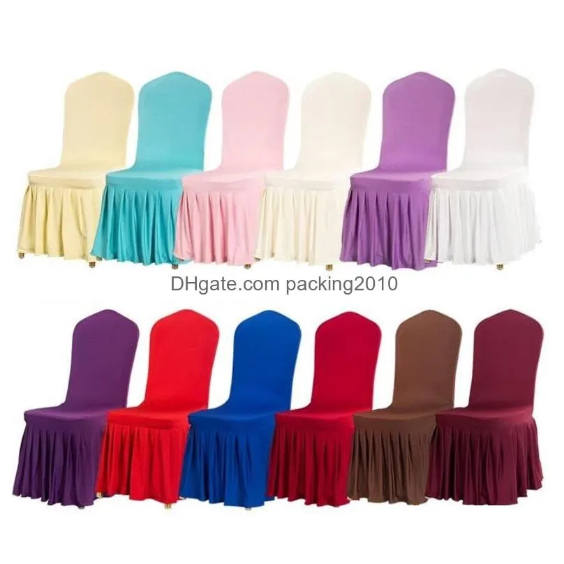 17 color pleated skirt chair-cover party decoration wedding banquet chair protector slipcover elastic spandex chairs covers party decorations