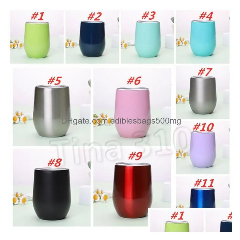 11 color drinkware 360ml with lid car cup stainless steel tumbler stemless wine glass metal edge wide mouth coffee cup t2i51370