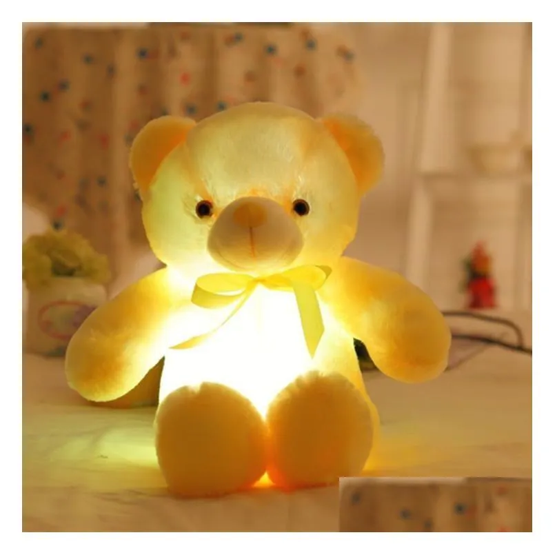 30cm 50cm colorful glowing teddy bear luminous plush toys kawaii light up led stuffed doll kids christmas