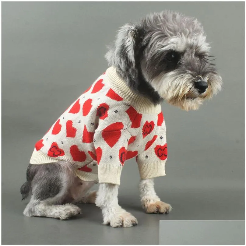 baroque heart pattern pet sweaters dog apparel fashion letter embroidery teddy sweater party banquet lovely pets pullover sweatshirt