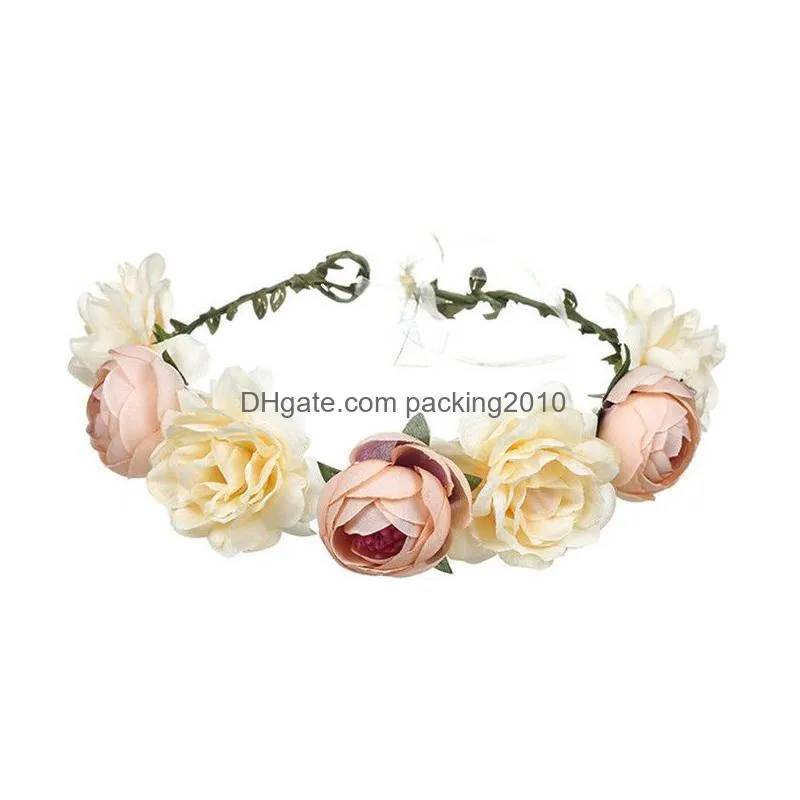  imitation rose brides flower crown childrens head ornaments wreaths handwork artificial flowers garland t3i0319