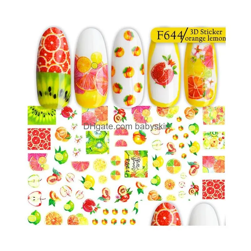 3d fruits stickers for nails watermelon lemon strawberry design summer adhesive sliders manicure accessory