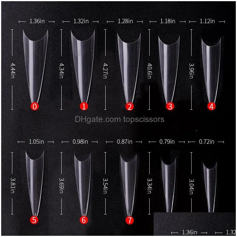 600pcs/pack stiletto sharp nail tips french acrylic false clear/natural pointy fake tip uv gel manicure nails art tool