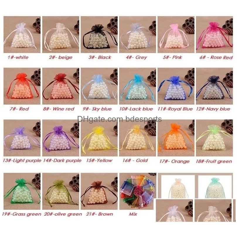 newest 100 pcs jewelry bags pouches purple with drawstring bag organza gift bag packing bags 4640