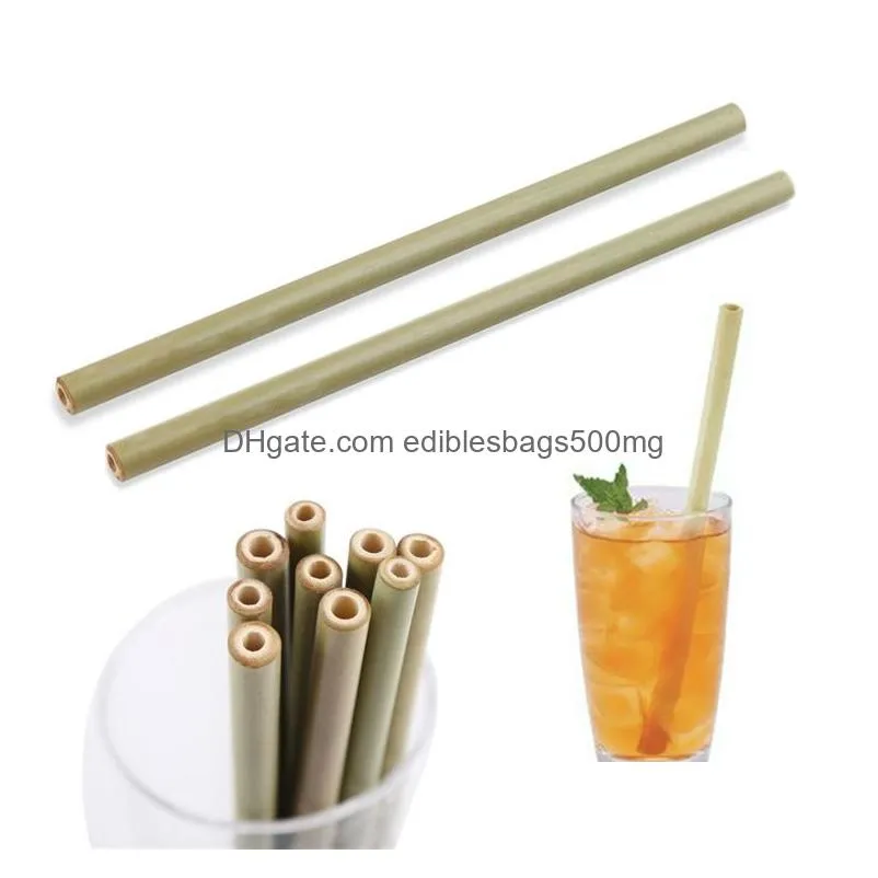 barware drinking straws bamboo straw 23cm reusable drinking straw eco-friendly beverages straws cleaner brush bar drinking tools party supplies