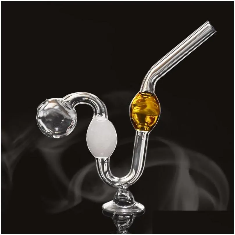 serpentine portable glass water pipes colorful oil burner pipe thick pyrex downstem rig round of small glass tobacco bubbler bowl for smoking accessories